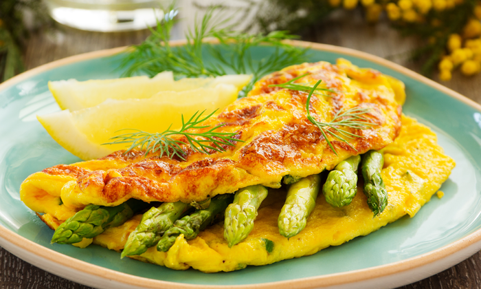 prawn and asparagus omelet