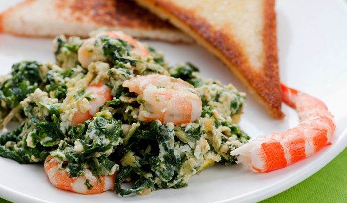 Chard with Prawn Omelet