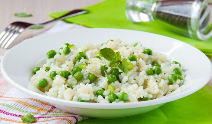 Soupy Rice with Peas