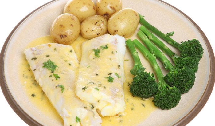 Cod in Sauce with Potatoes and Broccoli